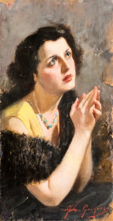 Francesco De Gregorio (Napoli, 1862 - Napoli, 1939) Donna in atto di...
