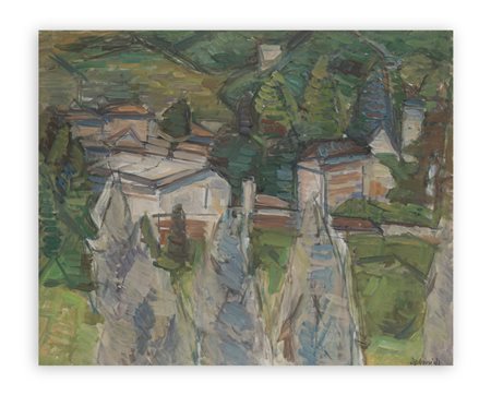 CRISTOFORO DE AMICIS (1902-1987) - Paesaggio a Ponte Tresa, 1967