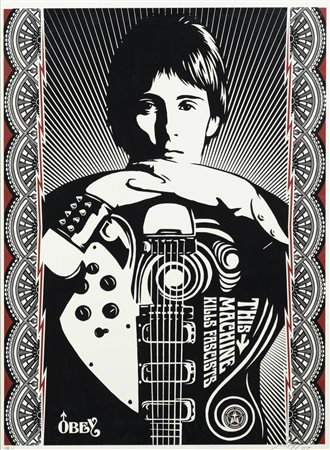 OBEY (Shepard Obey Fairey)<BR>Charleston (U.S.A.) 1970<BR>"This machine kills fascists" 2007