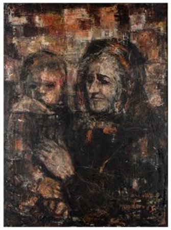 FATEH MOUDARRES (1922 - 1999) Mia madre, 1959 Huile sur toile, signée et...