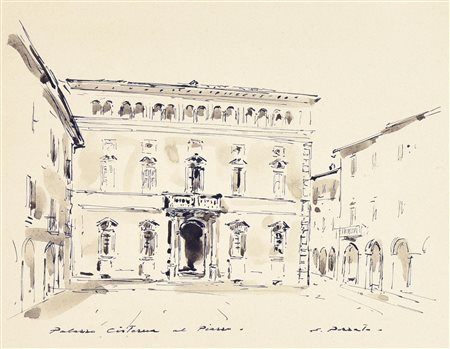 Epifanio Pozzato PALAZZO CISTERNA AL PIAZZO china acquarellata su carta, cm...