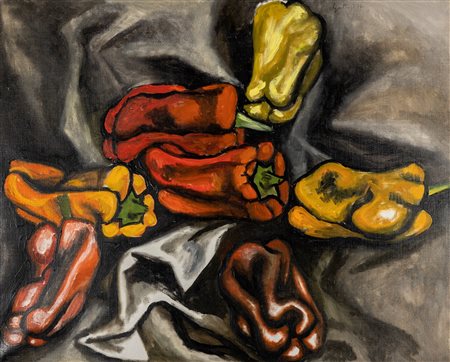 Renato Guttuso (Bagheria 1911-Roma 1987)  - Peperoni (Studio per la Vucciria), 1974