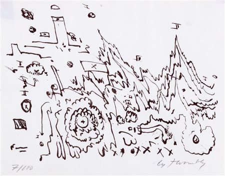 Cy Twombly (Lexington 1928-Roma 2011)  - Biglietto di auguri per la Galleria La Tartaruga, 1961