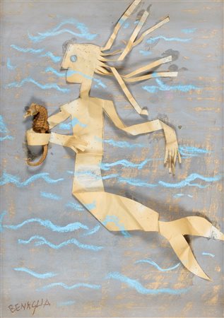 Enrico Benaglia (Roma 1938)  - Cavalluccio marino con Sirena, 1985