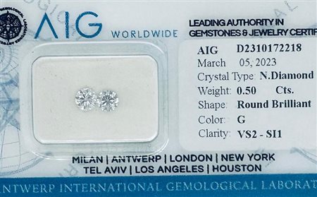 2 DIAMANTI 0,5 CT G - VS2-SI1 - TAGLIO BRILLANTE - CERTIFICATO AIG - C21224-35-D