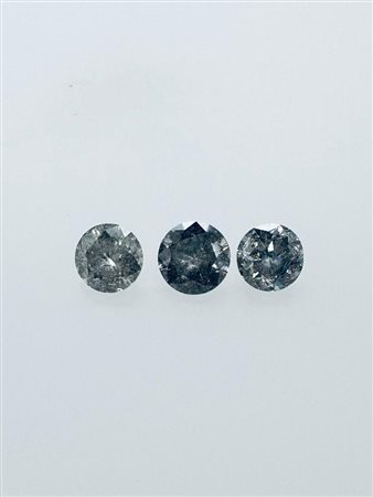 3 DIAMANTI 3 CT TOTALI GRIGIO CHIARO - PUREZZA I3 - TAGLIO BRILLANTE -...