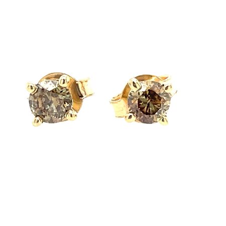 ORECCHINI IN ORO GIALLO 14K 0.78 GR CON DIAMANTI PER 0.46 CT CERTIFICATO ID -...