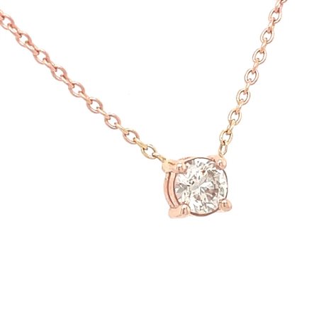 GIROCOLLO IN ORO ROSA 14K 2.06 GR CON DIAMANTE 0.40 CT I/SI2 CERTIFICATO AIG...