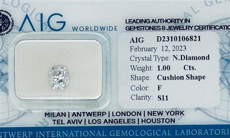 DIAMANTE 1 CT F - SI1 - TAGLIO CUSCINO - CERTIFICATO AIG - C30203-1