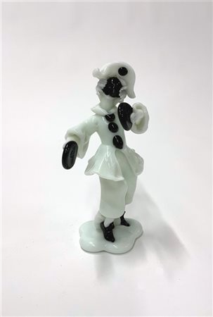 Cenedese "Pulcinella"
Scultura in pasta vitrea bianca e nera. Murano, secolo XX.