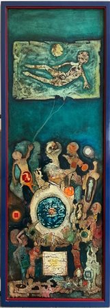 Mario Persico "Nascita del bimbo cometa" 1960
tecnica mista su tavola
cm 160x57