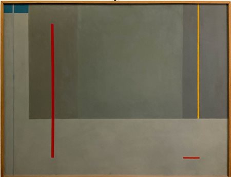 Giovanni Korompay "Composizione" anni '60. olio su tavolacm 68x86,5firmato in basso a d