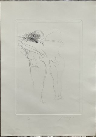 Piero Guccione "Due figure" 1970
puntasecca
(lastra cm 49x35; foglio cm 70x49)
f