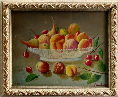 Ignoto "Cesto con frutta" 1935, olio su tavola (cm 26x34) firmato e datato in b