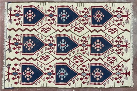 Tappeto Kilim Sharkoi, Turchia europea ? secolo XX. Decoro con file geometriche