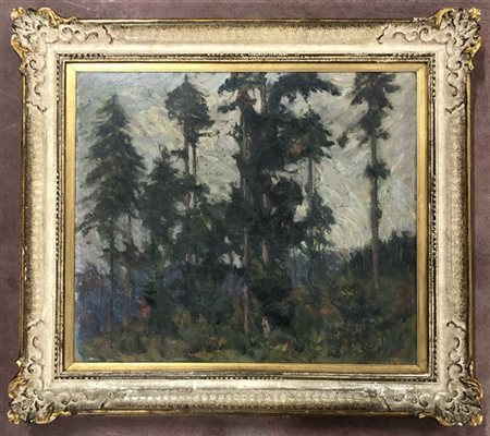 Roberto Borsa "Paesaggio boschivo" 1920
olio su tela (cm 50x58)
Firmato in basso