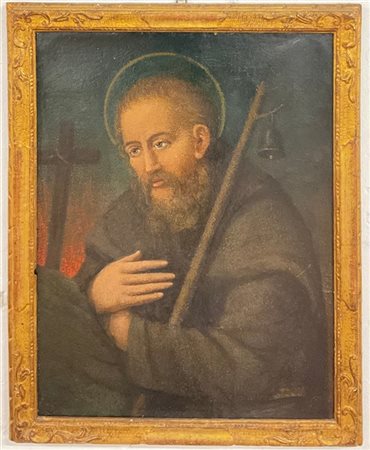 Ignoto, antico dipinto a olio su tela raffigurante Sant'Antonio Abate (cm 73x58