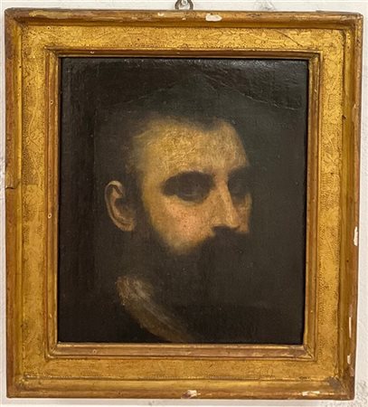 Ignoto, antico dipinto a olio su tela raffigurante un ritratto virile (cm 35x30