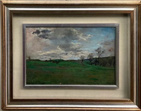 Cyprien Le Vavasseur "Paesaggio di campagna" 
olio su tavola (cm 26,5x41)
Firmat