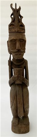 Arte africana. Figura di idolo in legno scolpito e tinto (h. cm 72,5) (difetti)