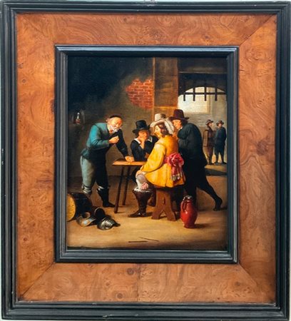 Da David Teniers, Lotto di due dipinti ad olio su tela raffiguranti "Scene di g