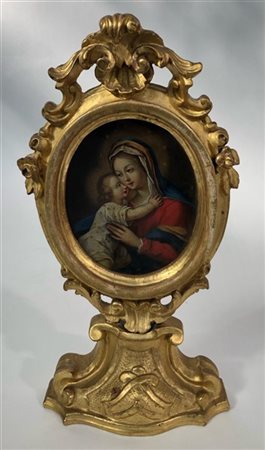 Scuola del secolo XVIII

Madonna col Bambino
Olio su rame, cm 16x13,5
In cornic