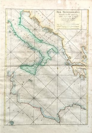 [MAPPA - MEDITERRANEO] - Carta geografica del Meditarraneo colorata a mano, sec