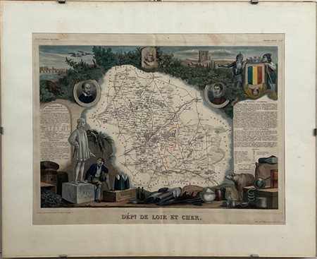 [MAPPE - FRANCIA] - Coppia di carte geografiche acquerellate raffiguranti i dip