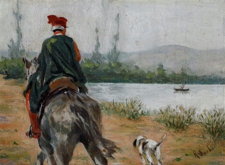 Raffaello Sorbi 1844-1931, A cavallo lungo l'Arno