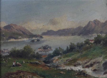 Silvio Poma 1841-1932, Due vedute di paese con lago e case