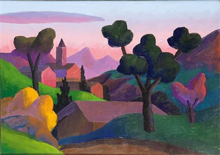 SALVO Leonforte (EN) 1947 "La valle" 25x35 olio su tela Opera firmata e...