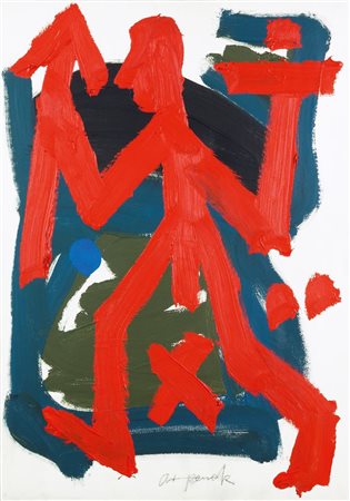 PENCK A.R. Dresda 1939 (Ralph Winkler) "Guerrieri politici" 70x50 acrilico su...