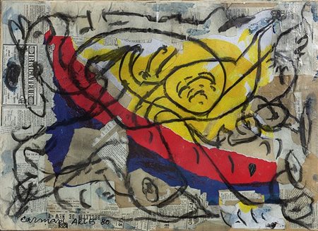 CARMASSI ARTURO Lucca 1925 "Senza titolo" Arles 1980 50x70 collage fusain su...