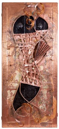 CECCOBELLI BRUNO Todi (PG) 1952 "Rame" 186,5x86 collage polimaterico su legno...