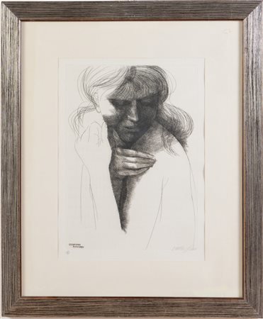 Emilio Greco (Catania 1913 - Roma1995), “Giovanna”, 1971.Acquaforte su carta, firmata in basso