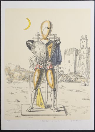 Giorgio De Chirico (Volo 1888 - Roma 1978), “Il Trovatore con la luna”.Litografia a colori su