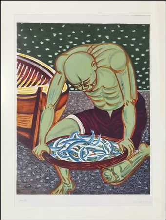 MIGNECO GIUSEPPE Messina 1903 - Milano 1997 "Il pescatore di sardelle"