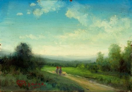 PISANO GIOVANNI Sevi (NU) 1875 - 1964 Torino "Paesaggio campestre con...