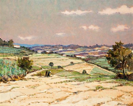 MANFREDI SERGIO Torino 1932 "Colline del Monferrato" 1970 40x50 olio su...