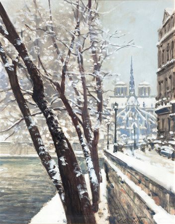 BRUNETTO SILVIO San Maurizio Canavese (TO) 1932 "Neige sur la Seine" 1986...