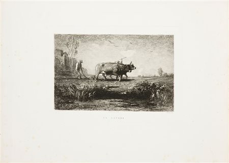 FONTANESI ANTONIO Reggio Emilia 1818 - 1882 Torino "Al lavoro" 31x43 foglio,...