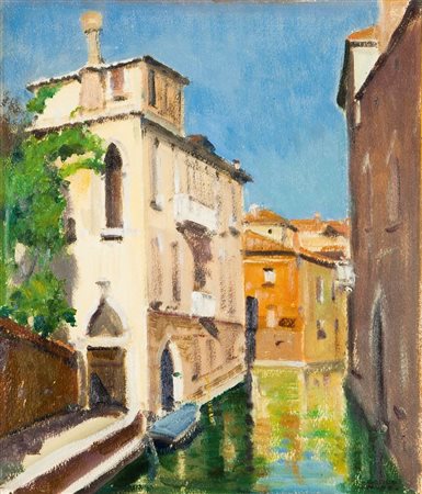 MUSSO CARLO Balangero (TO) 1907 - 1968 "Venezia" 39x33,5 olio su cartone...