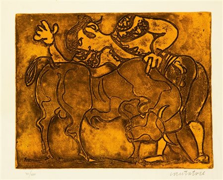 CANTATORE DOMENICO Ruvo di Puglia (BA) 1906 - 1998 F "Corrida" 24,5x31...