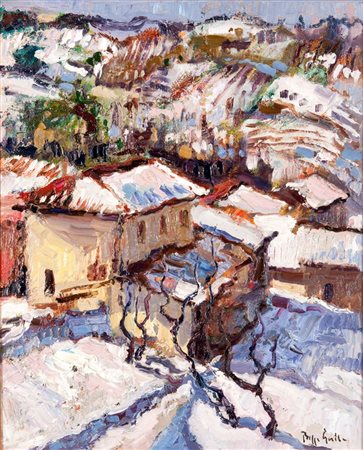 GALLO BEPPE Castagnole Lanze (AT) 1942 "Langa, borgata di neve" 2006 50x40...