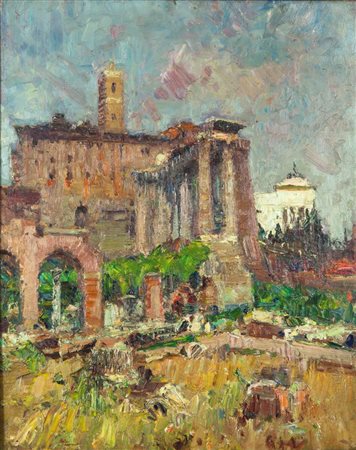 LUPO ALESSANDRO Torino 1876 - 1953 "Il Campidoglio" 50x40 olio su tavola...