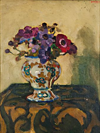 BONZAGNI AROLDO Cento (FE) 1887 - 1918 Milano "Anemoni" 1917 ca 41x32 olio su...