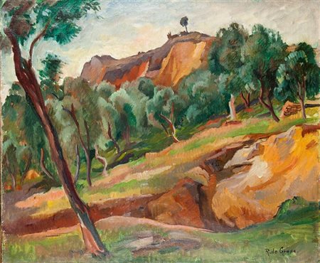 DE GRADA RAFFAELE Milano 1885 - 1957 "Paesaggio" anni '20/30 60x70 olio su...