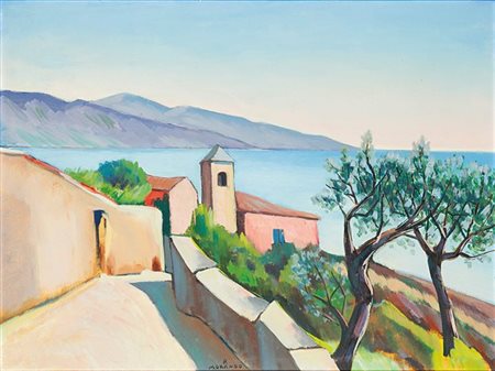 MORANDO PIETRO Alessandria 1892 - 1980 "Paesaggio marino" anni '50 55x71 olio...