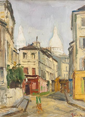 FRISIA DONATO Merate (CO) 1883 - 1953 "Parigi - Montmartre" 40x30 olio su...