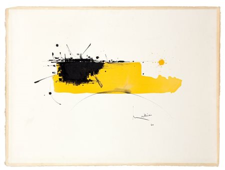 MATHIEU GEORGE F 1921 - 2012 "Composition" 1960 56x77 gouache e inchiostro di...